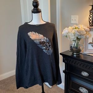 AnnTaylor silver Feather sweater L